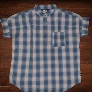 THE NORTH FACE Women's Plaid 1/2 Button Down Short Sleeve Shirt Size Medium